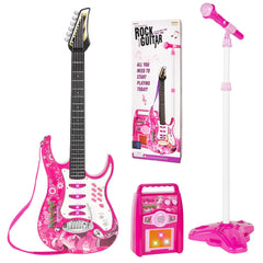 imeshbean electric toy guitar kit pink front view for kids' music play and imagination