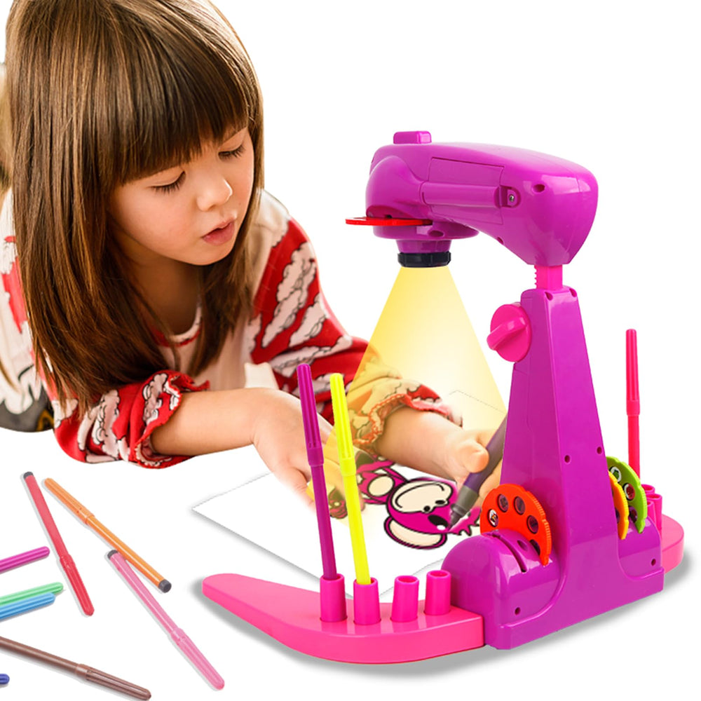 Imireux drawing projector for kids setup shows easy, screen-free creative drawing sessions.