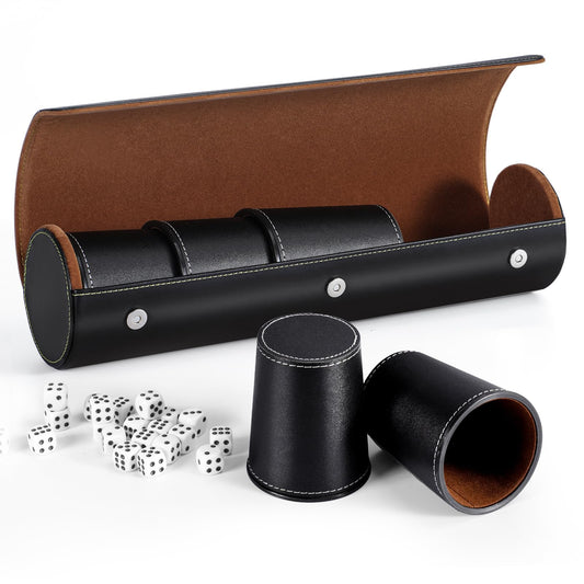 ImnBest leather dice cups 5-pack, durable and travel-ready.