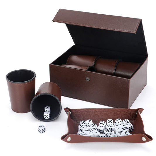 ImnBest leather dice cups set: six durable cups for lively gatherings.