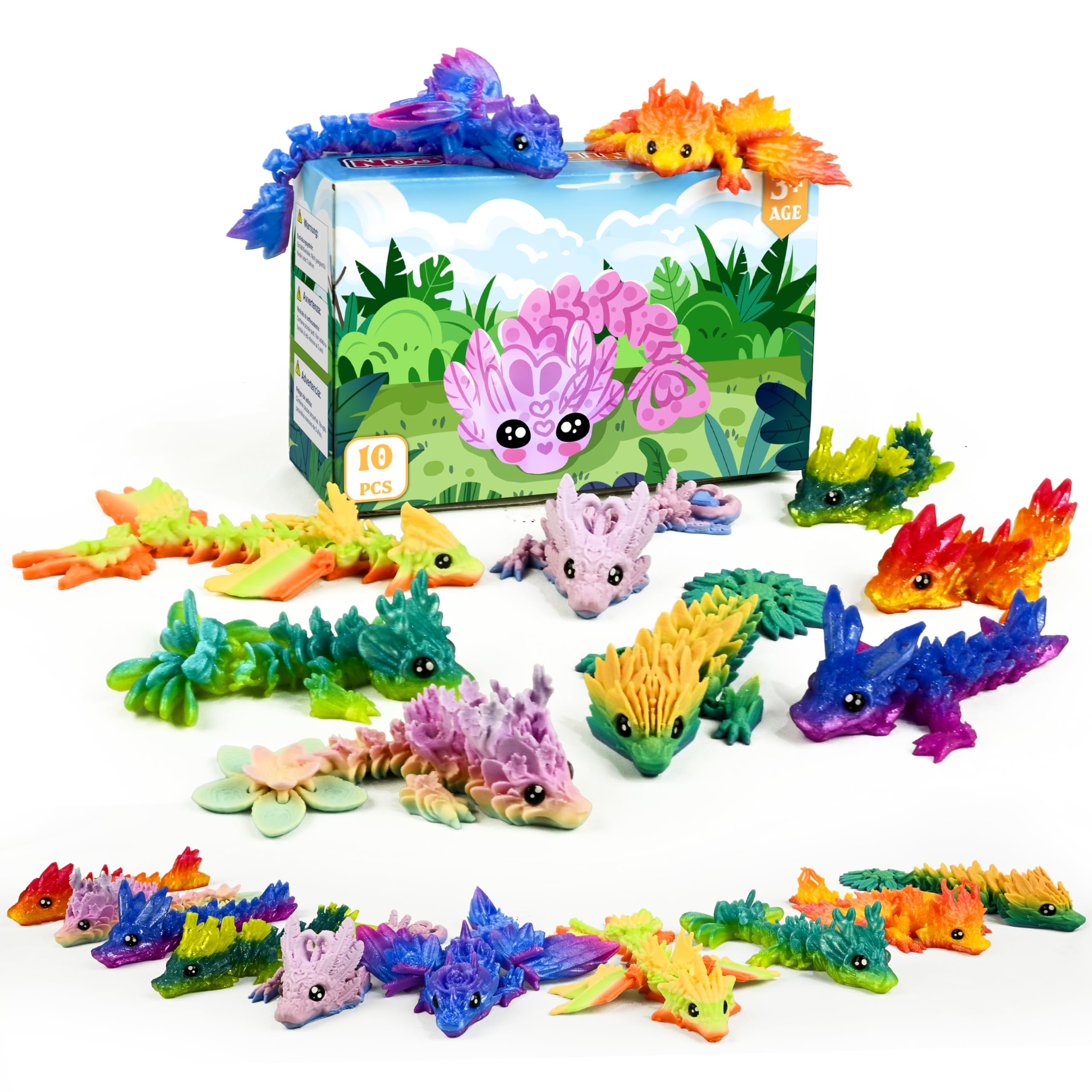 Impossmaker rainbow articulated crystal dragon 01 for desk decor and tactile fidgeting.