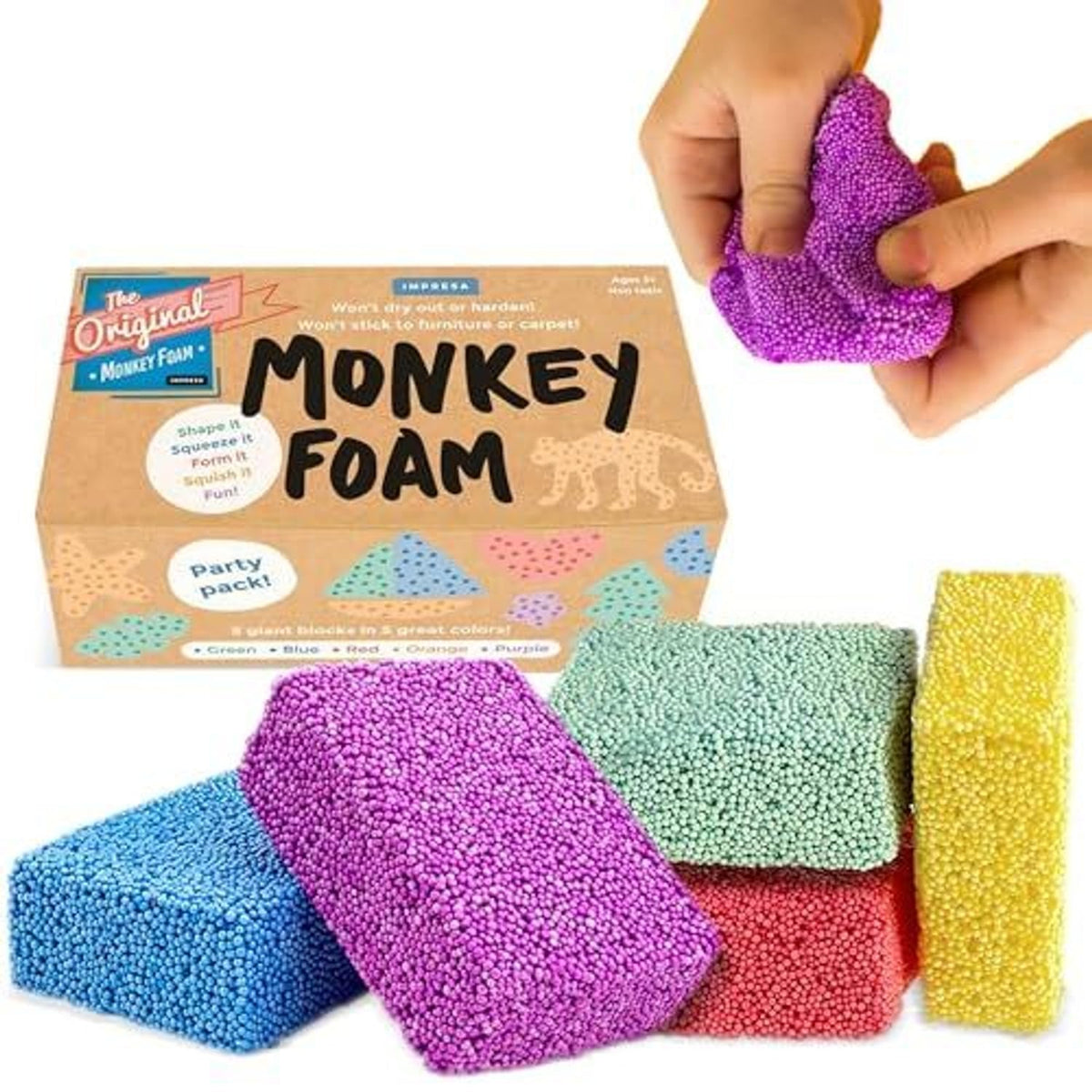 IMPRESA Monkey Foam giant blocks, front view, ideal for imaginative sensory play.