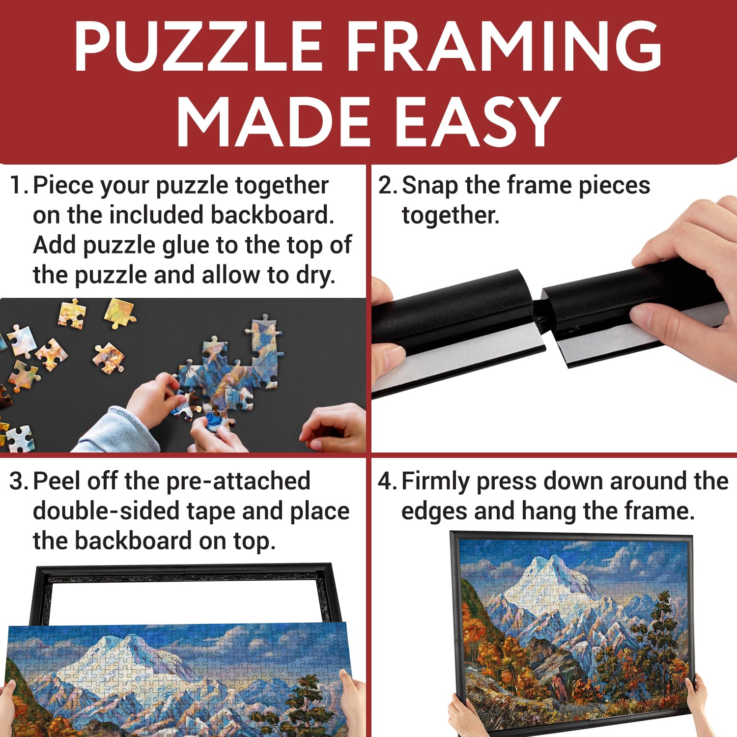 Impresa Puzzle Display Frame Kit portrait and landscape hanging showcases holiday wall decor potential.