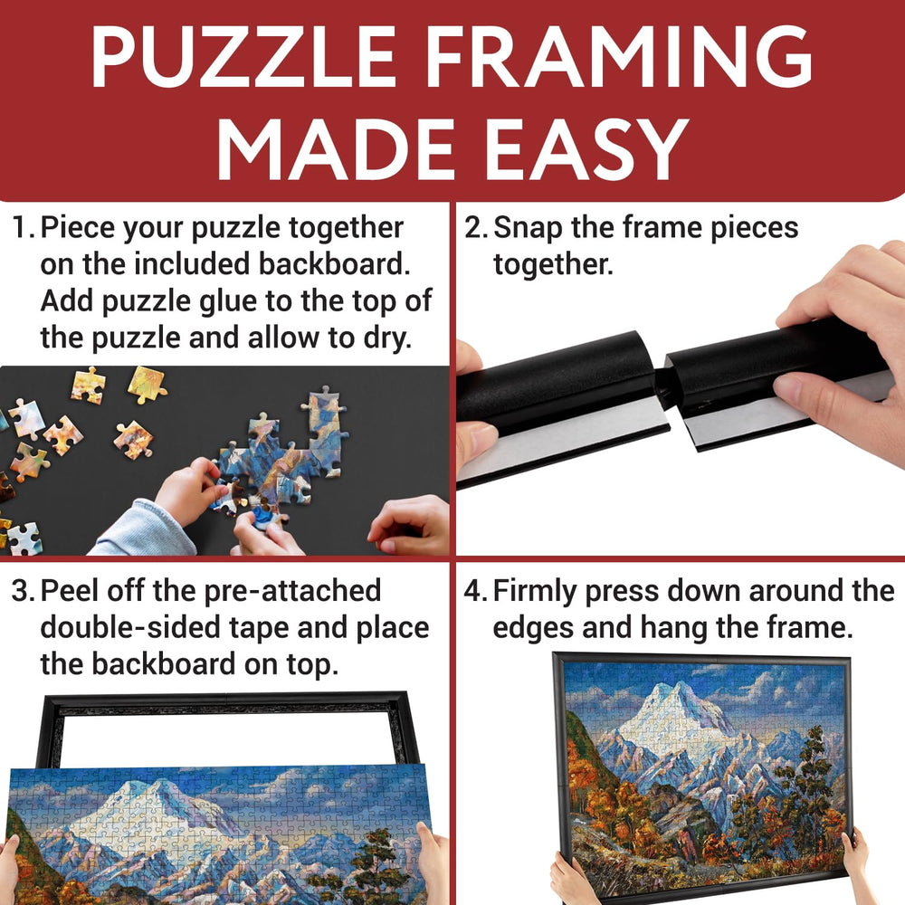Impresa Puzzle Display Frame Kit portrait and landscape hanging showcases holiday wall decor potential.