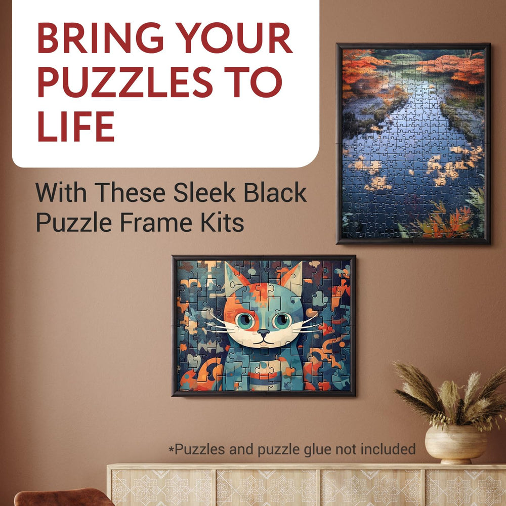 Impresa Puzzle Display Frame Kit puzzle board closeup showing secure backing for easy assembly.