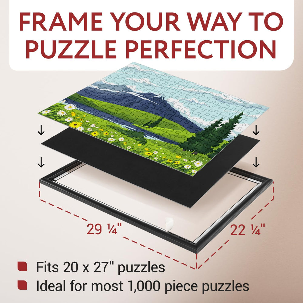 Impresa Puzzle Display Frame Kit two frames on wall demonstrate versatile portrait or landscape hanging.