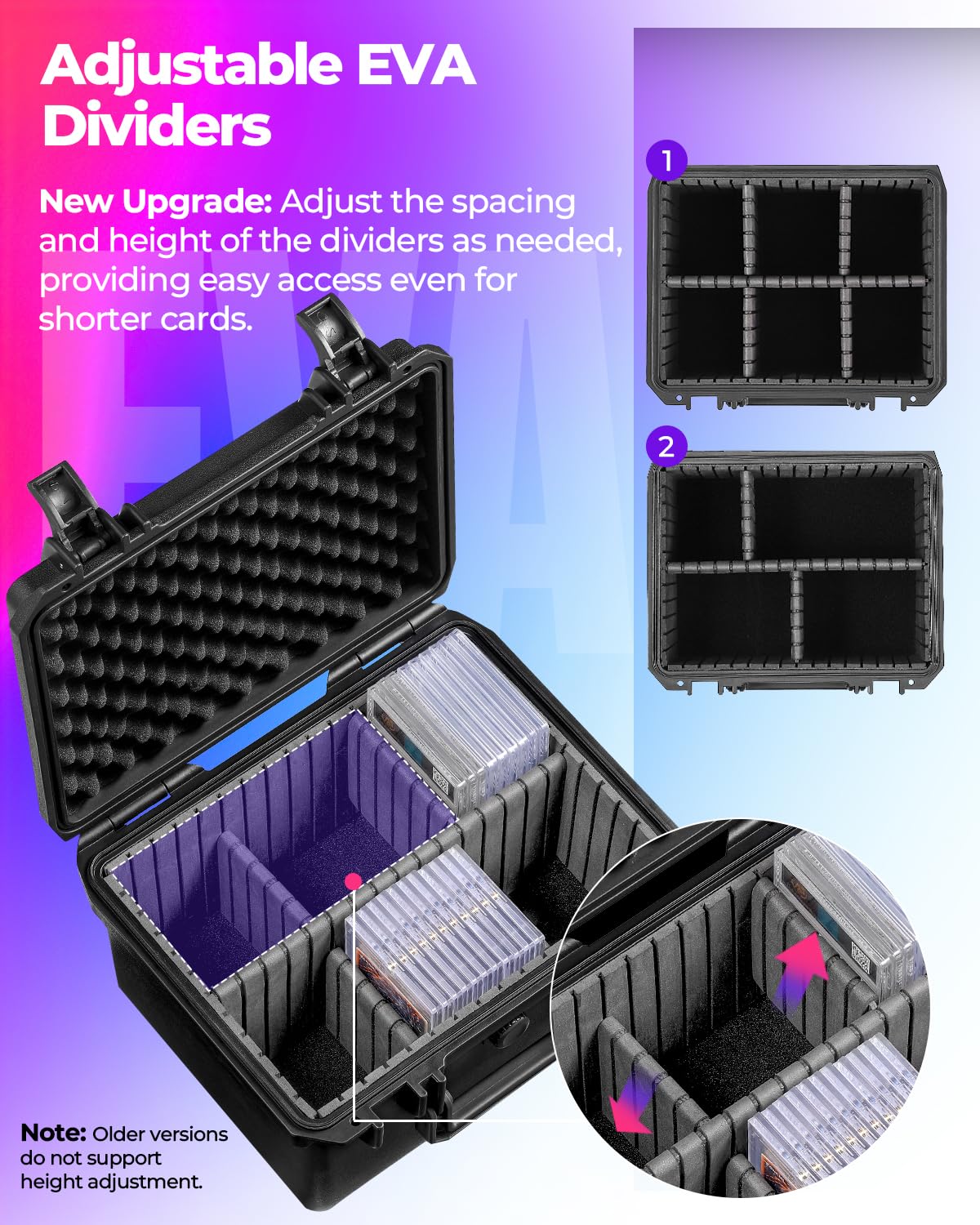 INCHOICASES Card Case accommodates graded slabs and sleeved cards for versatility.