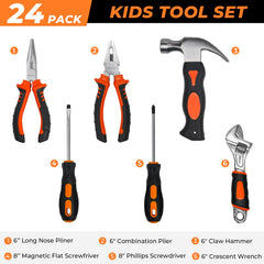 INCLY Kids Real Tool Set wrench close-up, perfect for kid-friendly pretend DIY.
