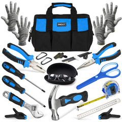 INCLY 24pcs kids real tool set in a durable bag for home DIY projects