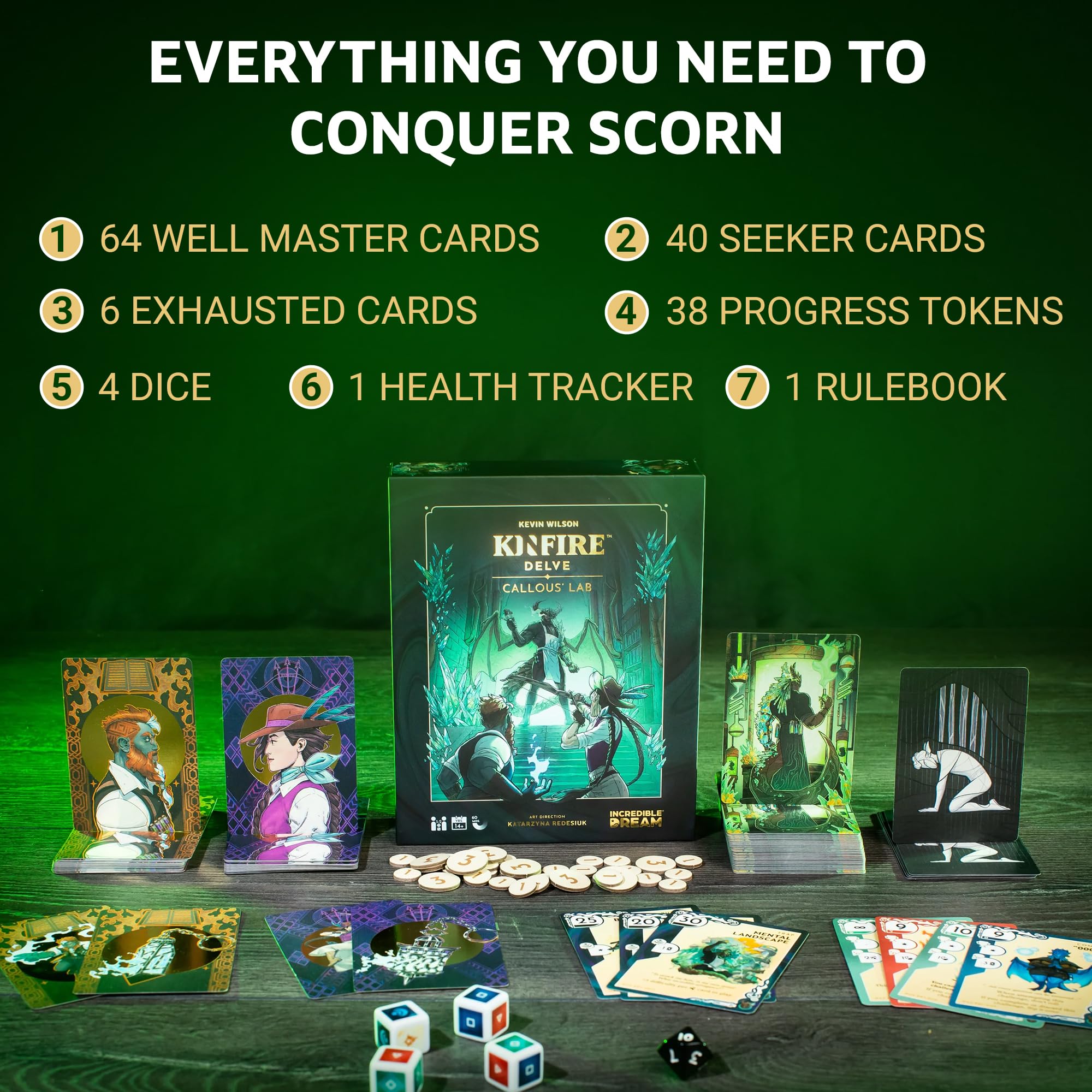 Incredible Dream Kinfire Delve 2-player gameplay highlighting teamwork and card tactics.
