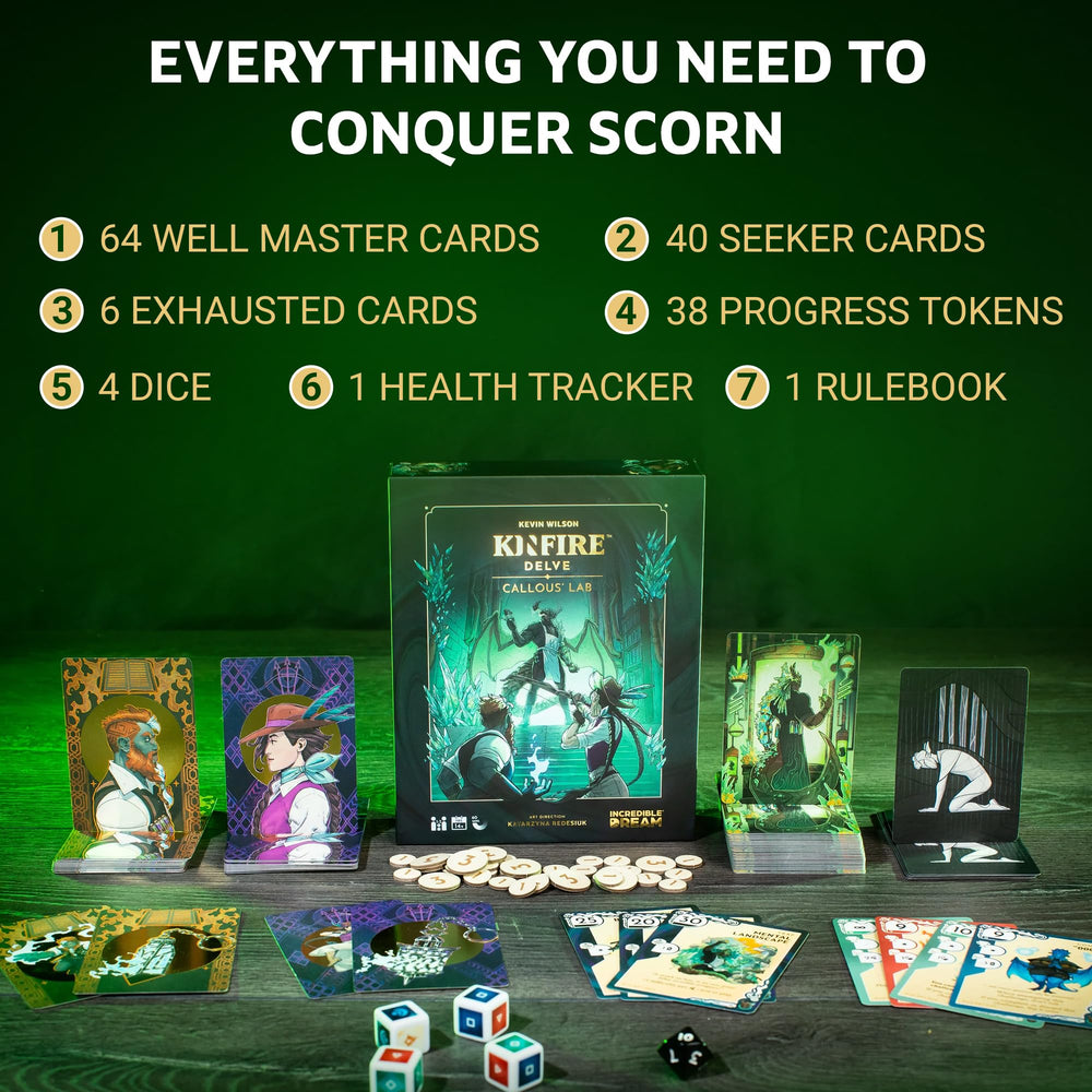 Incredible Dream Kinfire Delve 2-player gameplay highlighting teamwork and card tactics.