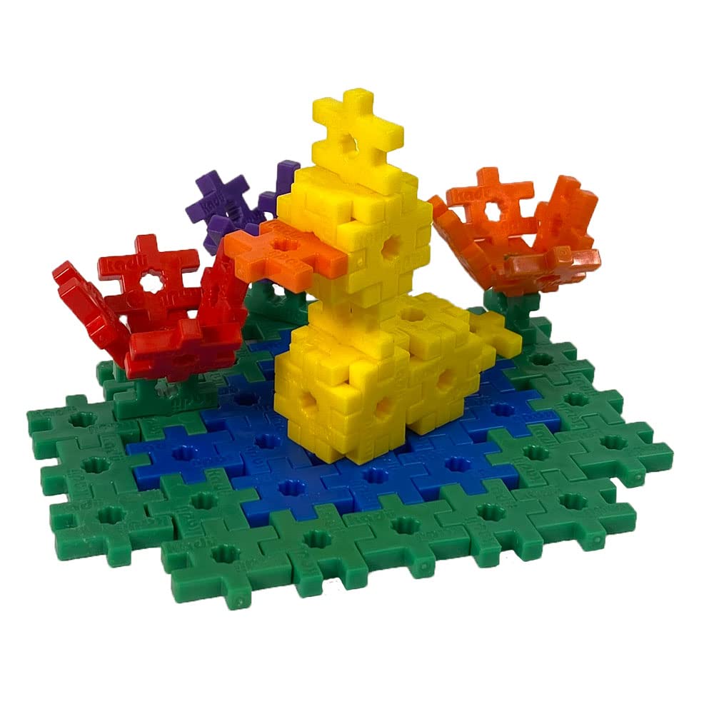 Colorful rainbow set supports pattern-making and color-recognition through hands-on construction.