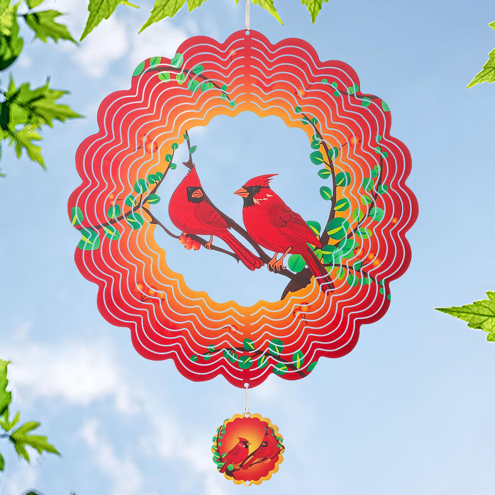 INCROYDAY Cardinal wind spinner 12 inch outdoor metal spinning gracefully in the breeze to enhance garden ambiance
