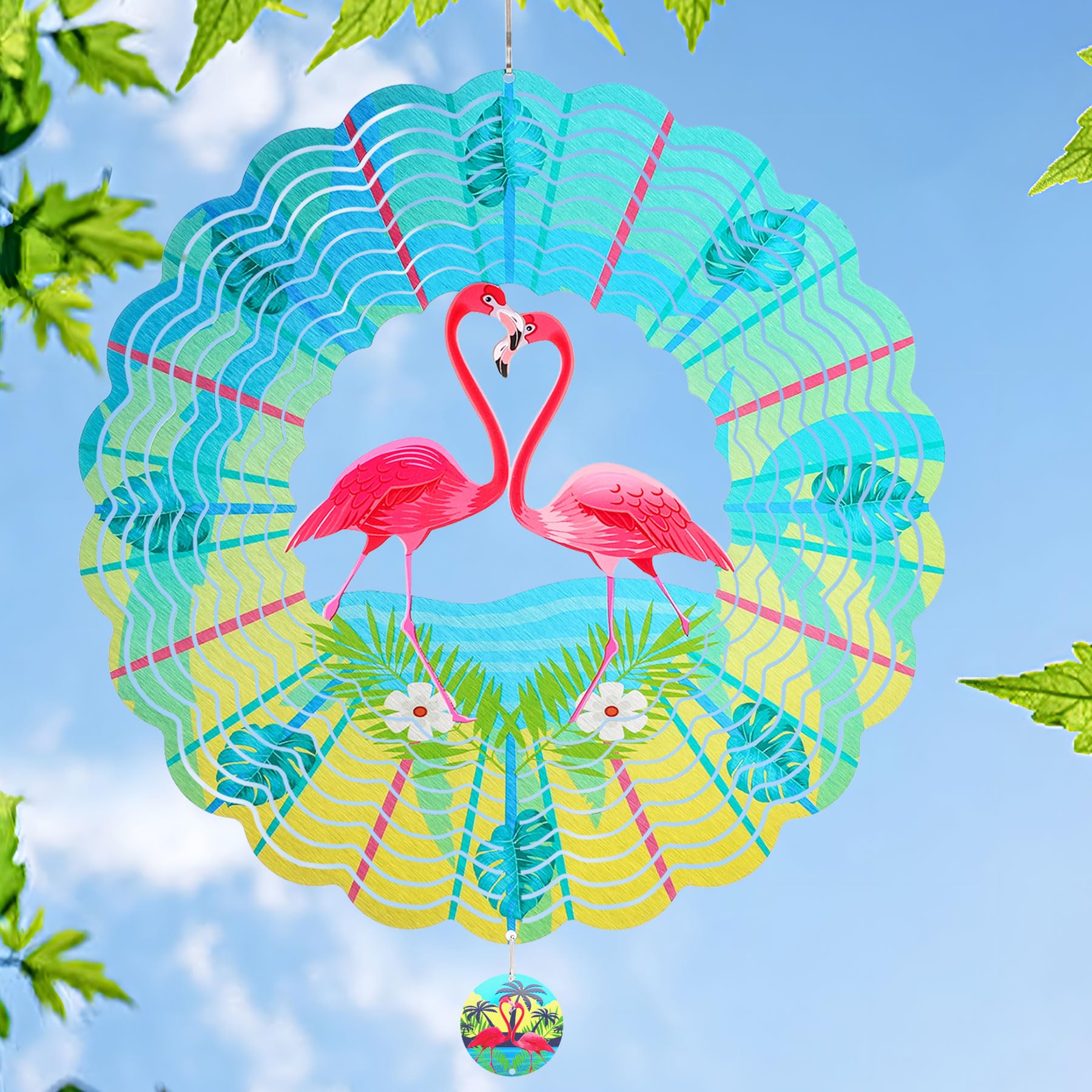 INCROYDAY flamingo wind spinner 3D metal adds dynamic backyard color