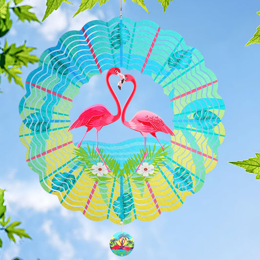 INCROYDAY flamingo wind spinner 3D metal adds dynamic backyard color