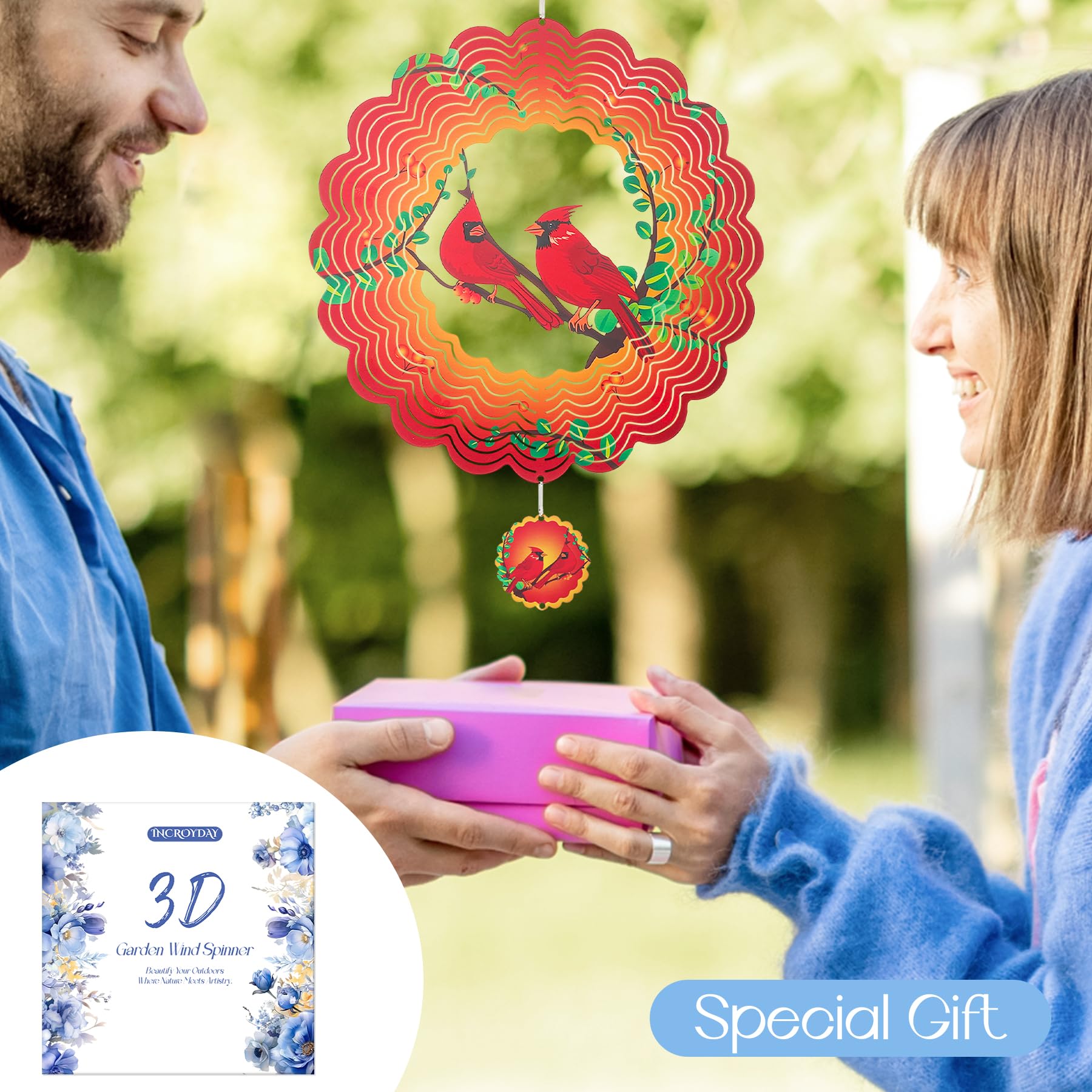 INCROYDAY Gift-ready cardinal wind spinner enhances outdoor spaces for gifting occasions