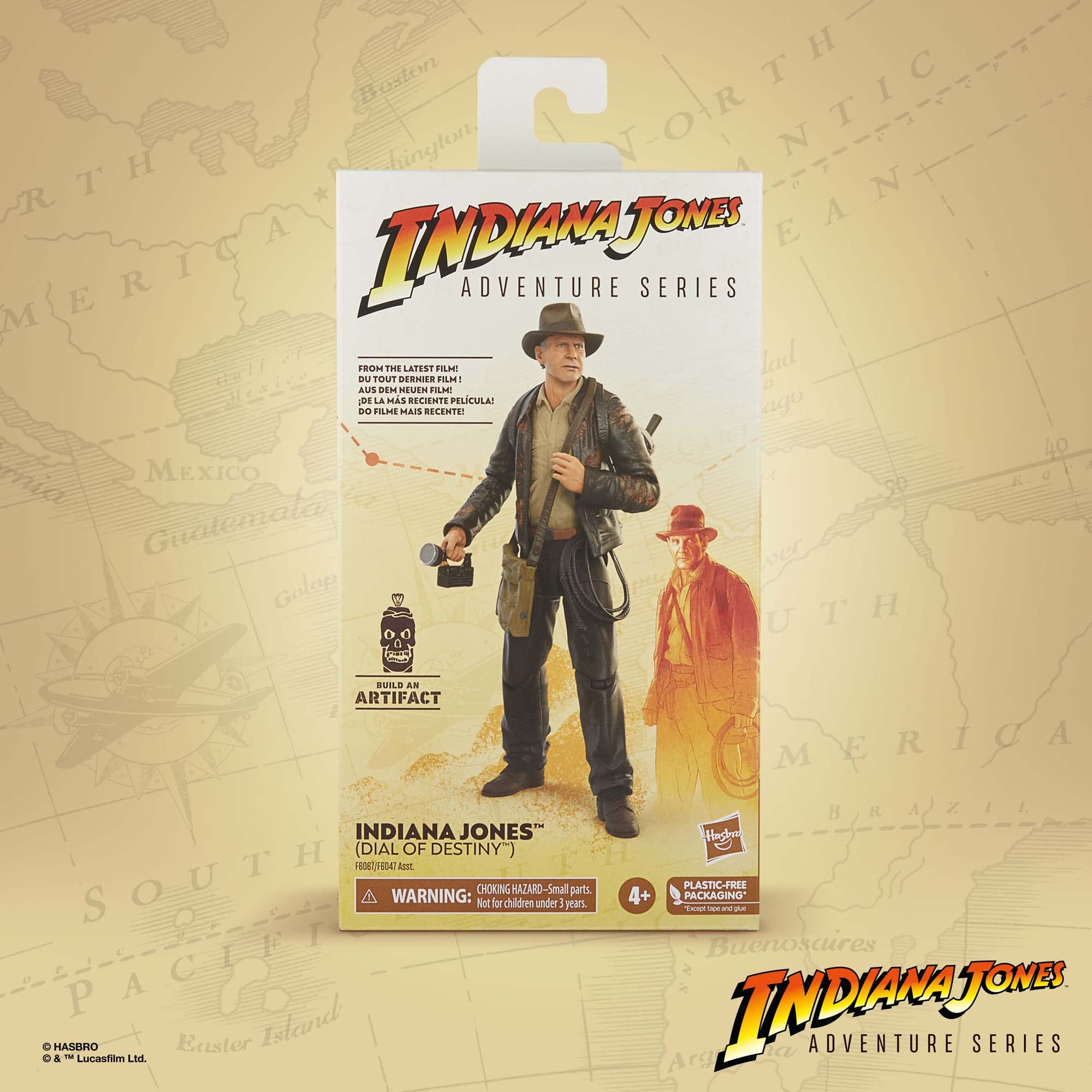 Indiana Jones Dial of Destiny figure rear view showing backpack and satchel accessories