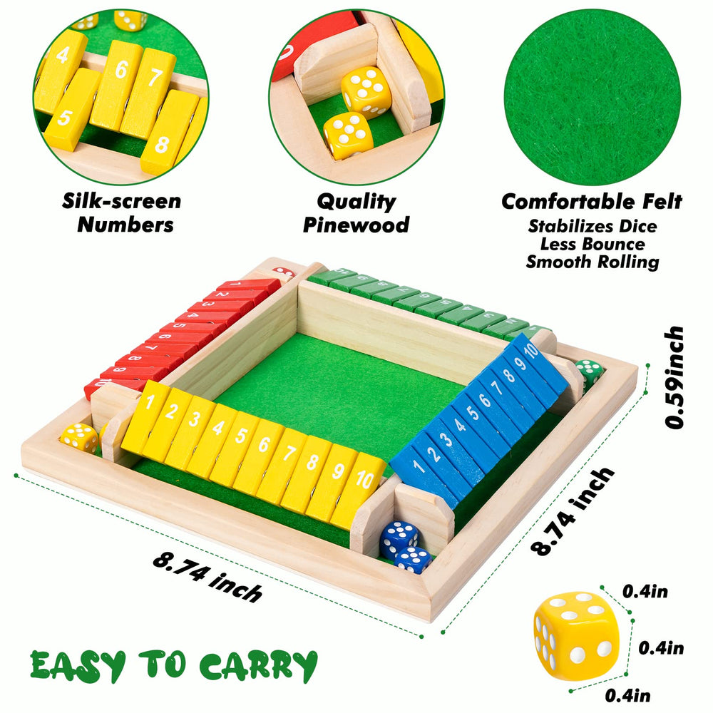 Ineariu Shut The Box dice rolling action highlighting fast-paced play.