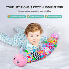 Infinno Caterpillar pink tail-rattle providing tactile and auditory feedback