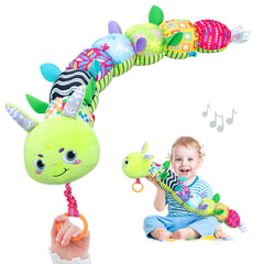 Infinno Caterpillar Green plush with soft textures for newborn sensory exploration.
