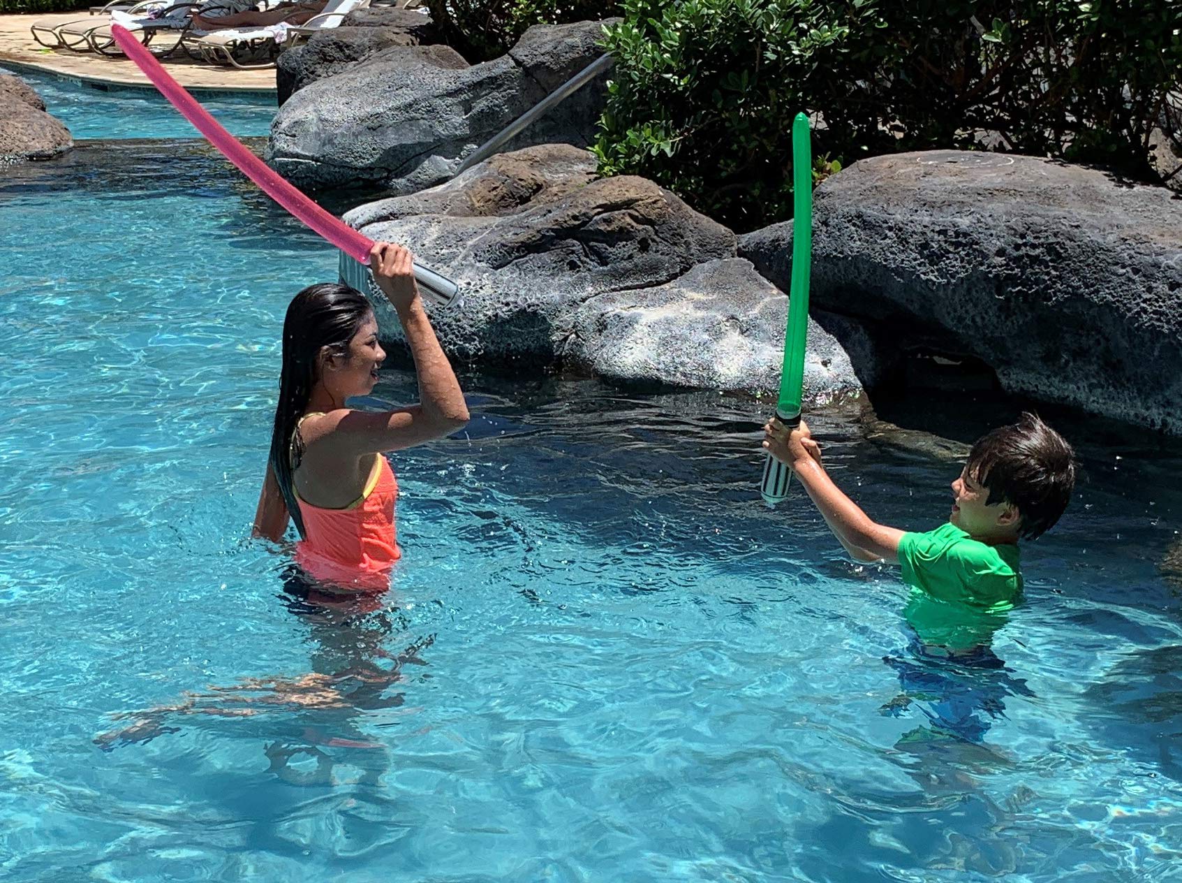 Inflatable Army lightsabers green blades for outdoor events.