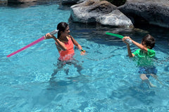 Inflatable Army lightsabers yellow blades for colorful costume accents.
