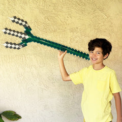 Inflatable Army pixel axes blue green 37in bold pool party prop