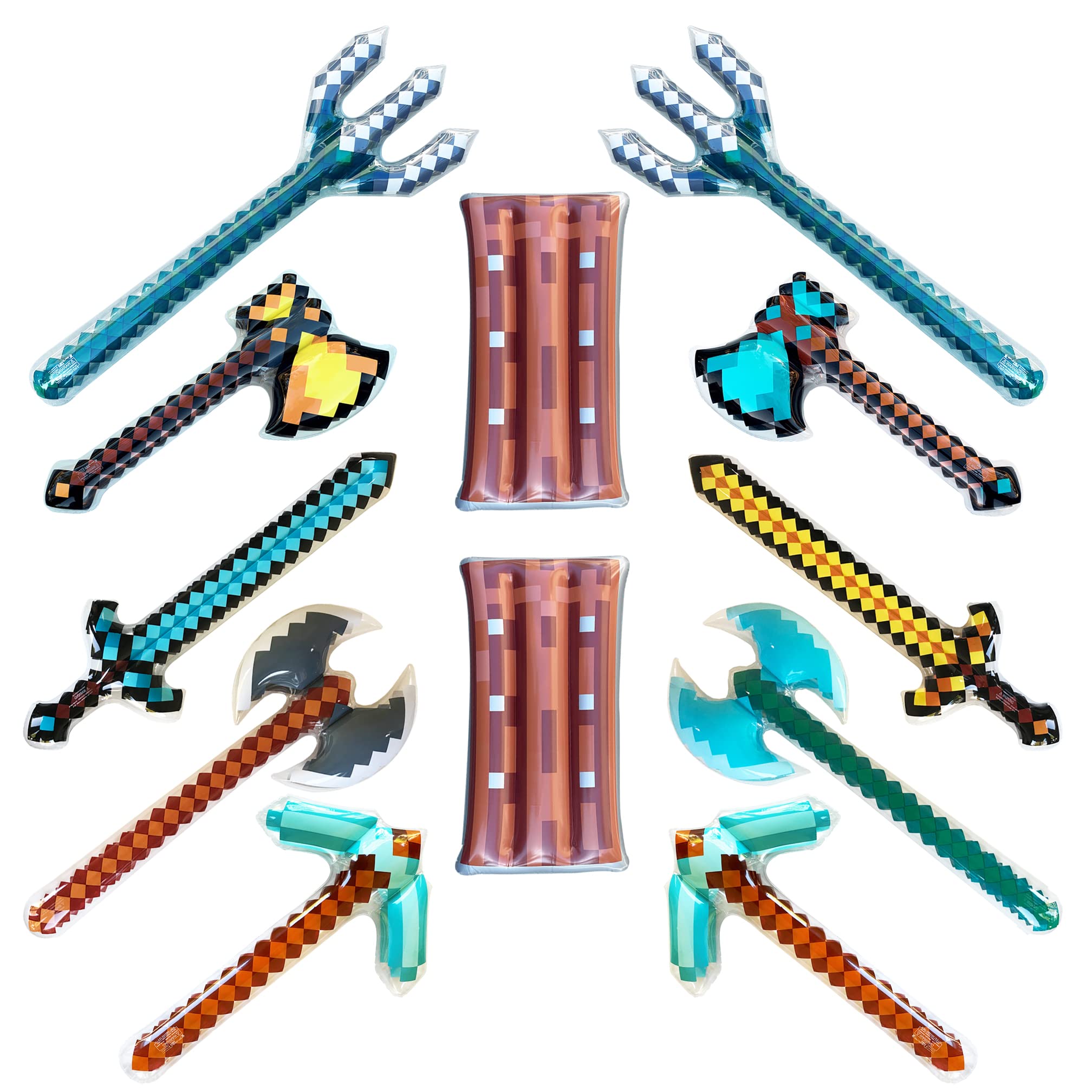 Inflatable Army pixel swords gold 37in for epic pretend battles at parties