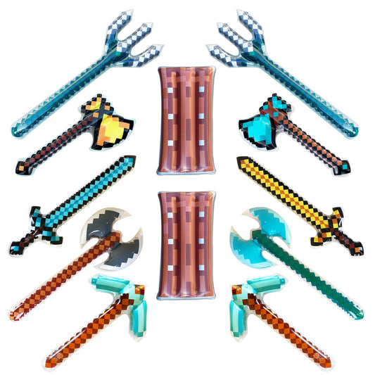 Inflatable Army pixel swords gold 37in for epic pretend battles at parties