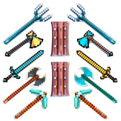 Inflatable Army pixel swords gold 37in for epic pretend battles at parties