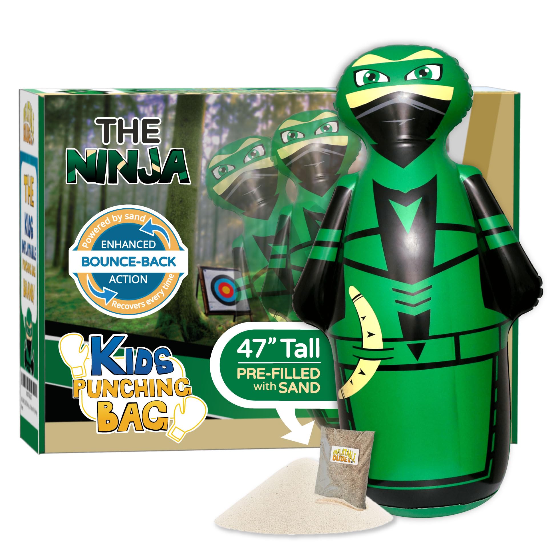 Inflatable Dudes Archy 47-inch ninja punching bag for active play