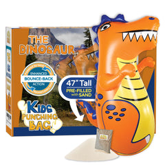 Inflatable Dudes dinosaur toy 47in with sand-filled base for stable indoor play.