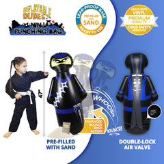 Inflatable Dudes Ninja Toy kid in action punching for active play.