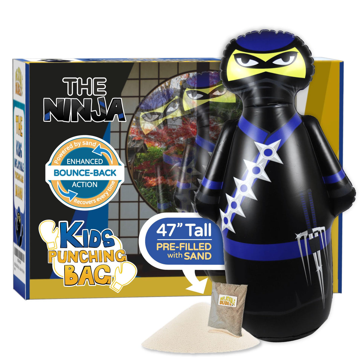 Inflatable Dudes Ninja Toy 47 inches front view for energetic boxing-style play.