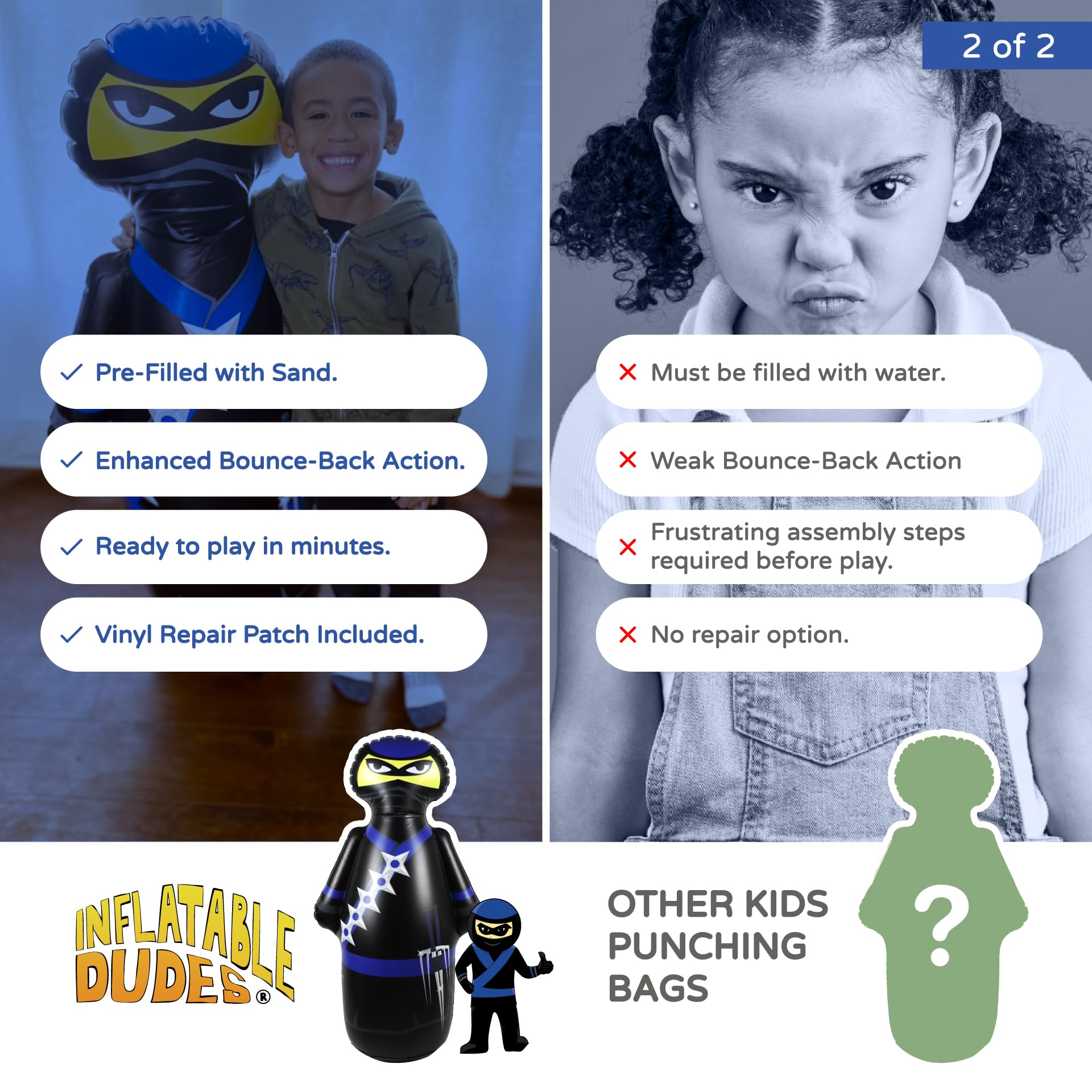 Inflatable Dudes Ninja Toy leak-proof bottom supports steady performance.