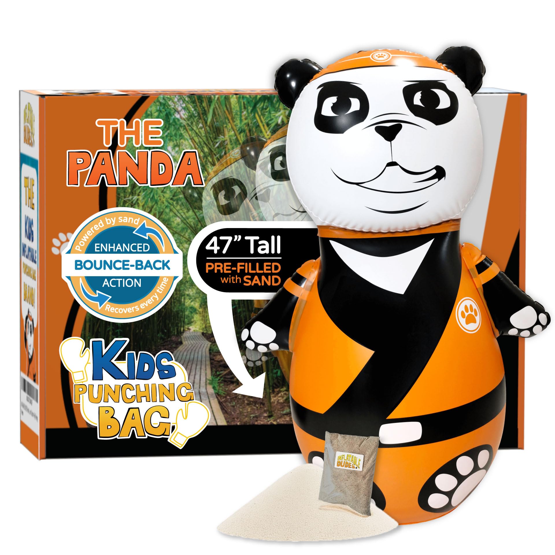 Inflatable Dudes Panda Toy 47-inch base-filled with sand for stable play