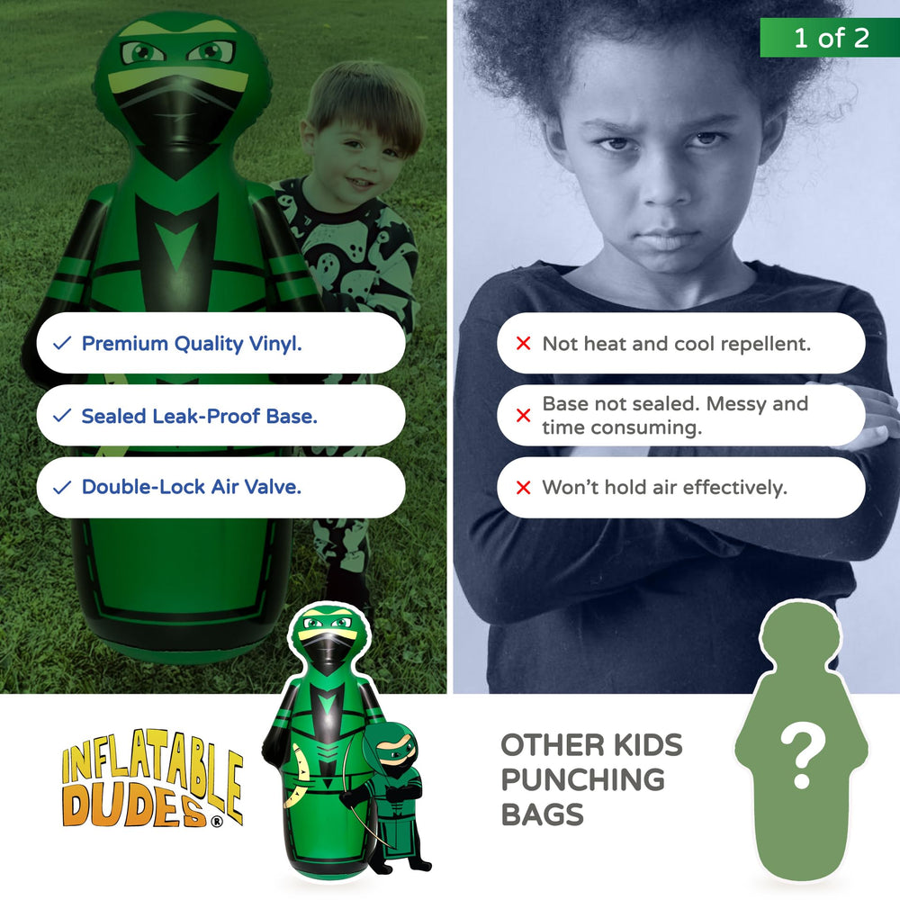 Repair patch included for longer-lasting Inflatable Dudes ninja bag