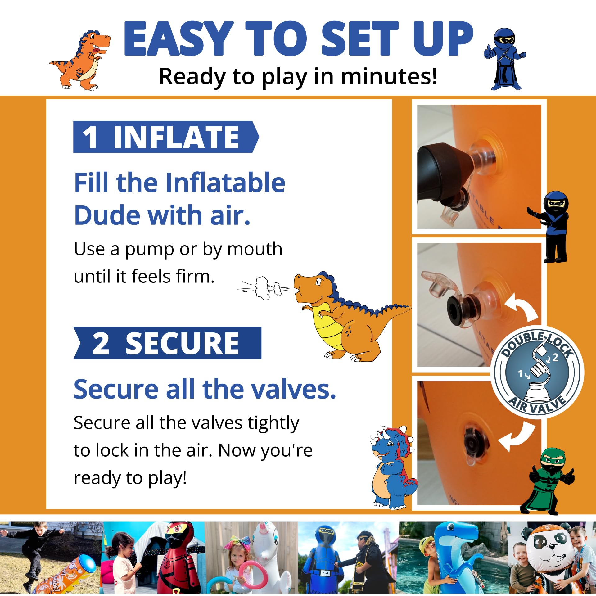 Inflatable Dudes Ninja-Dino 47in ninja theme, ideal for ninja-themed parties and games.