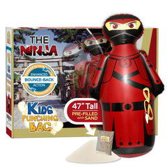 Inflatable Dudes Ninja Toy 47-Inch punching bag in action for active play.