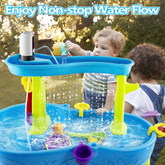 Infowush Water Table Pump cordless battery operation enables backyard play.