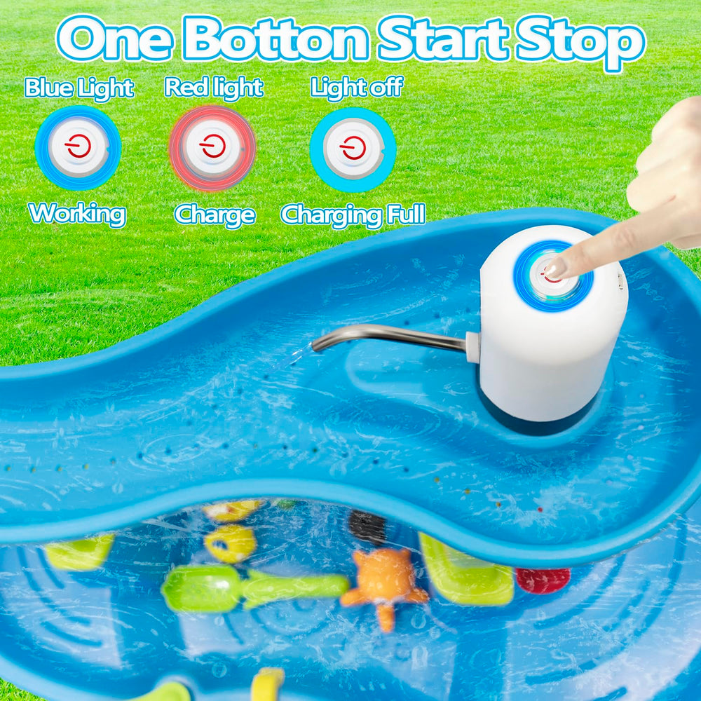 Infowush Water Table Pump outdoors with no cords for safe play.