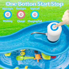 Infowush Water Table Pump outdoors with no cords for safe play.