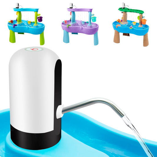 Infowush Water Table Pump setup with drill for easy outdoor installation.