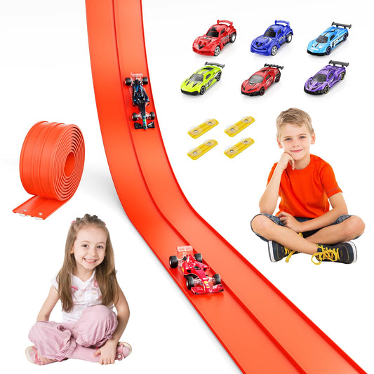 Ingbear Flexible Race Track 15ft laid out for creative loops and quick indoor-outdoor play.