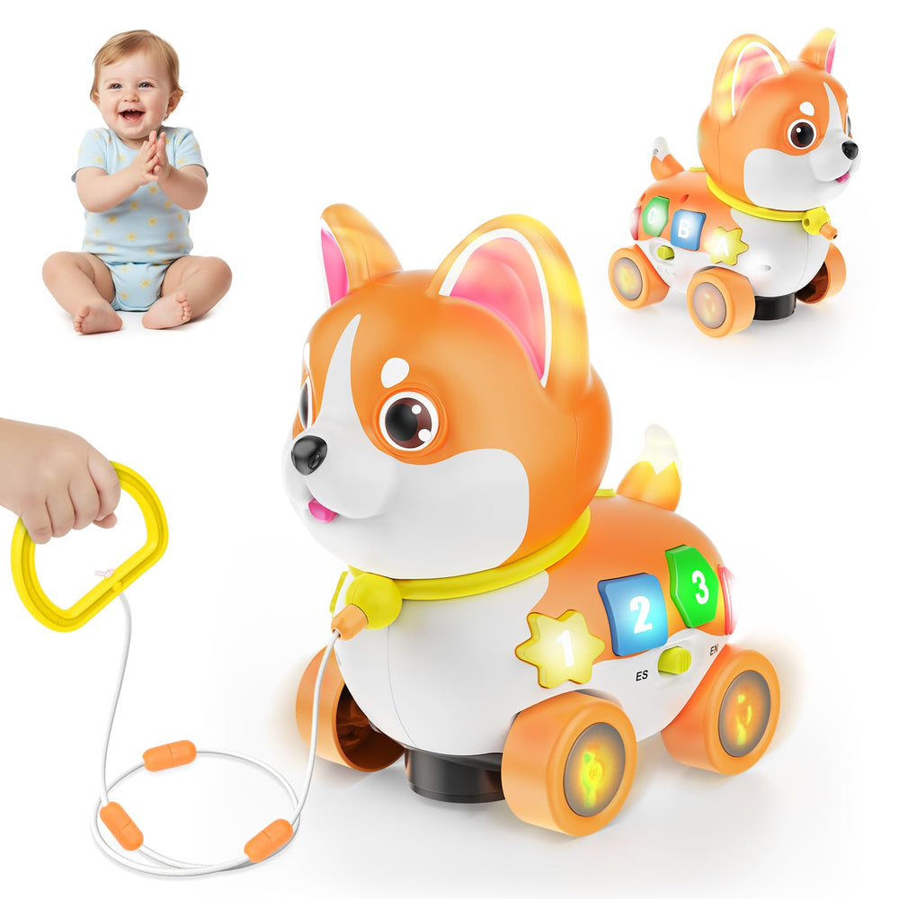 Ingbear crawling puppy with lights engages babies 6-12 months