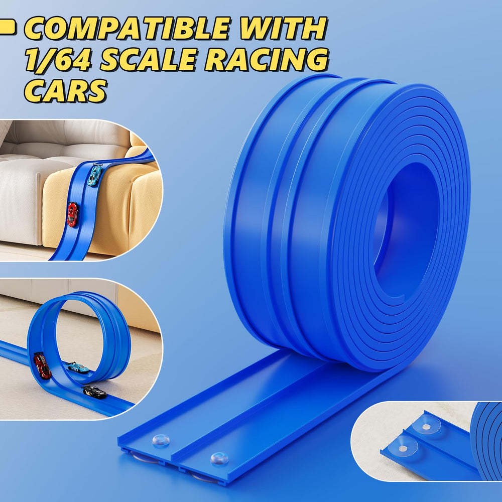 Ingbear suction cups attach track to a window for on-window racing.