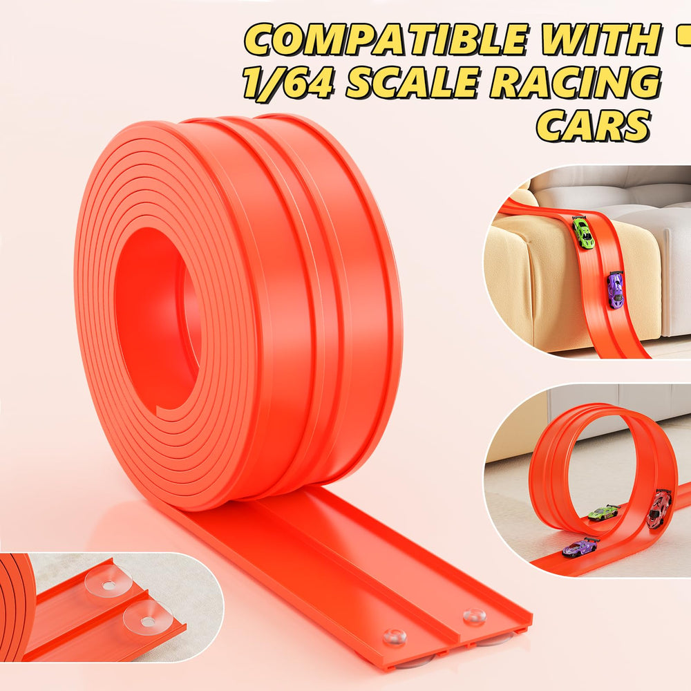 Ingbear track compatibility with Hot Wheels 1/64 cars enables easy vehicle mixing.