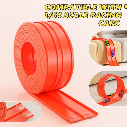 Ingbear track compatibility with Hot Wheels 1/64 cars enables easy vehicle mixing.