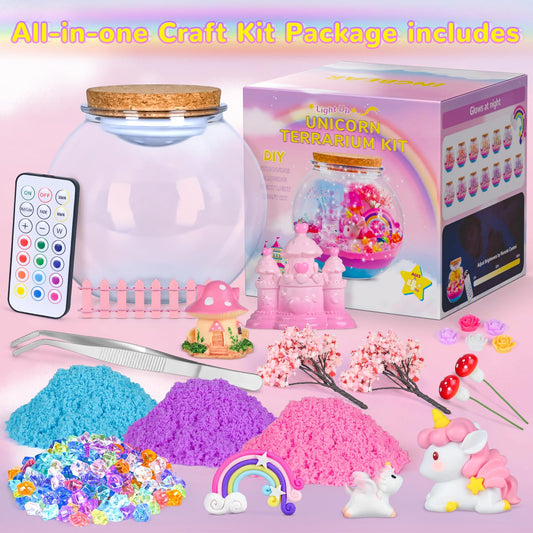 Ingbear Unicorn Terrarium Kit build scene with figures ready for assembly.