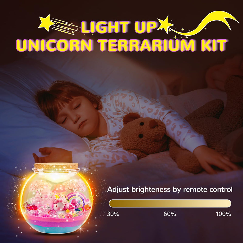 Ingbear Unicorn Terrarium Kit LED setup shows color options for play.